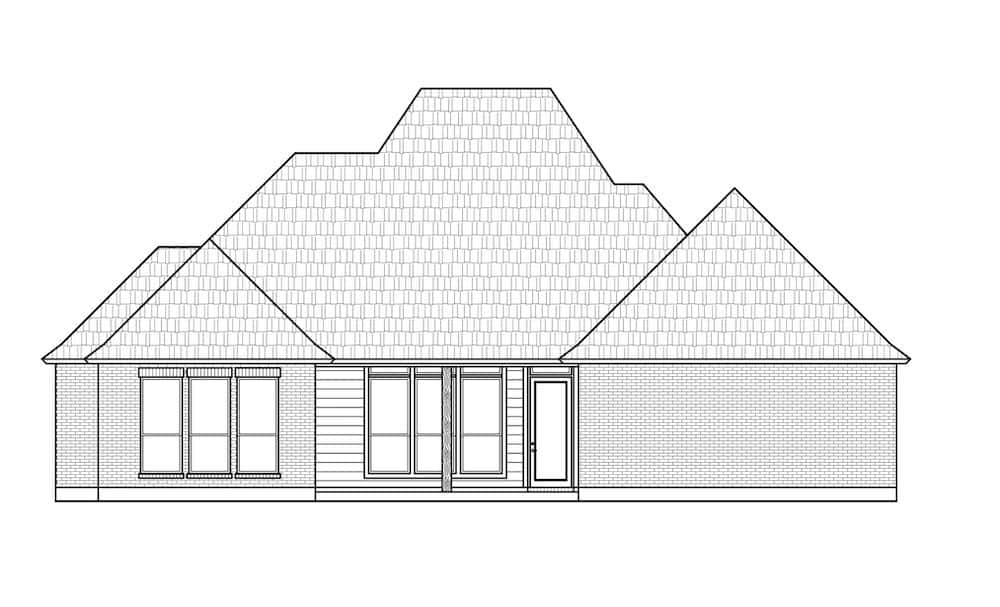 Home Plan Rear Elevation of this 4-Bedroom,2223 Sq Ft Plan -206-1033