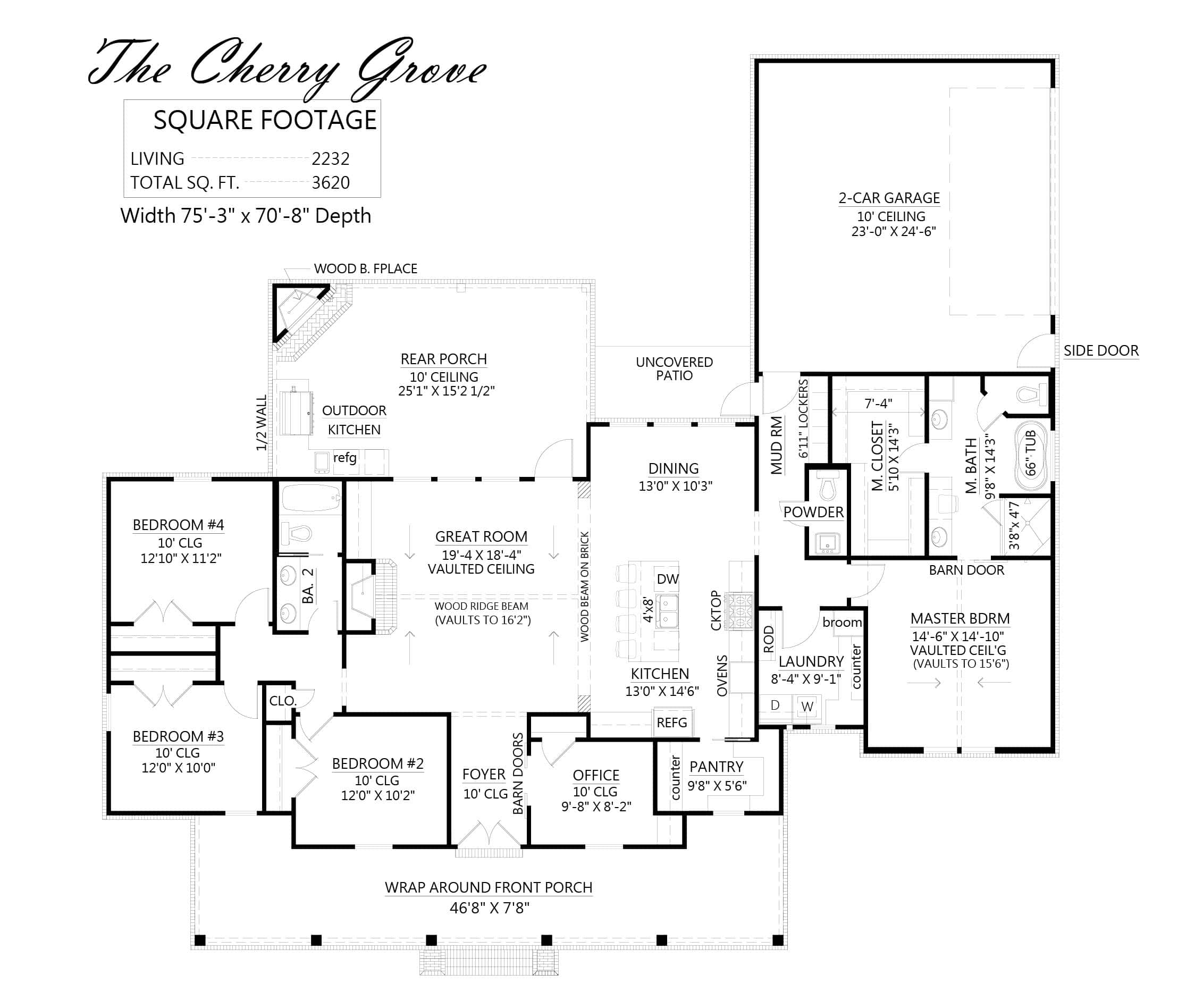 Main Level of Ranch Plan #206-1034