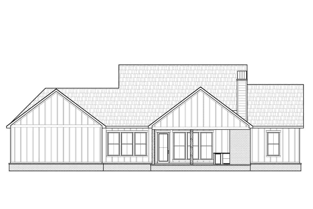 Home Plan Rear Elevation of this 4-Bedroom,2232 Sq Ft Plan -206-1034