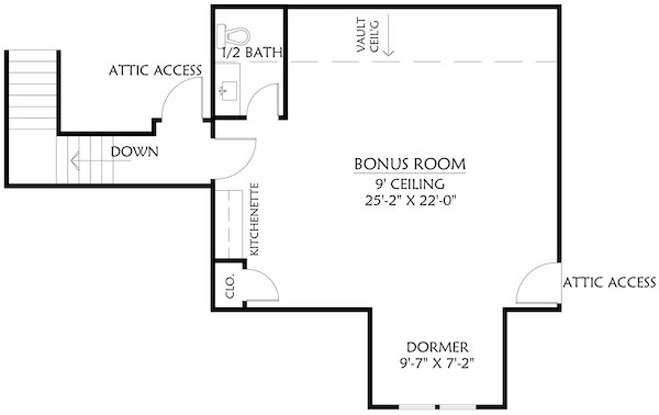 Floor Plan Bonus Room of Contemporary Plan #206-1035