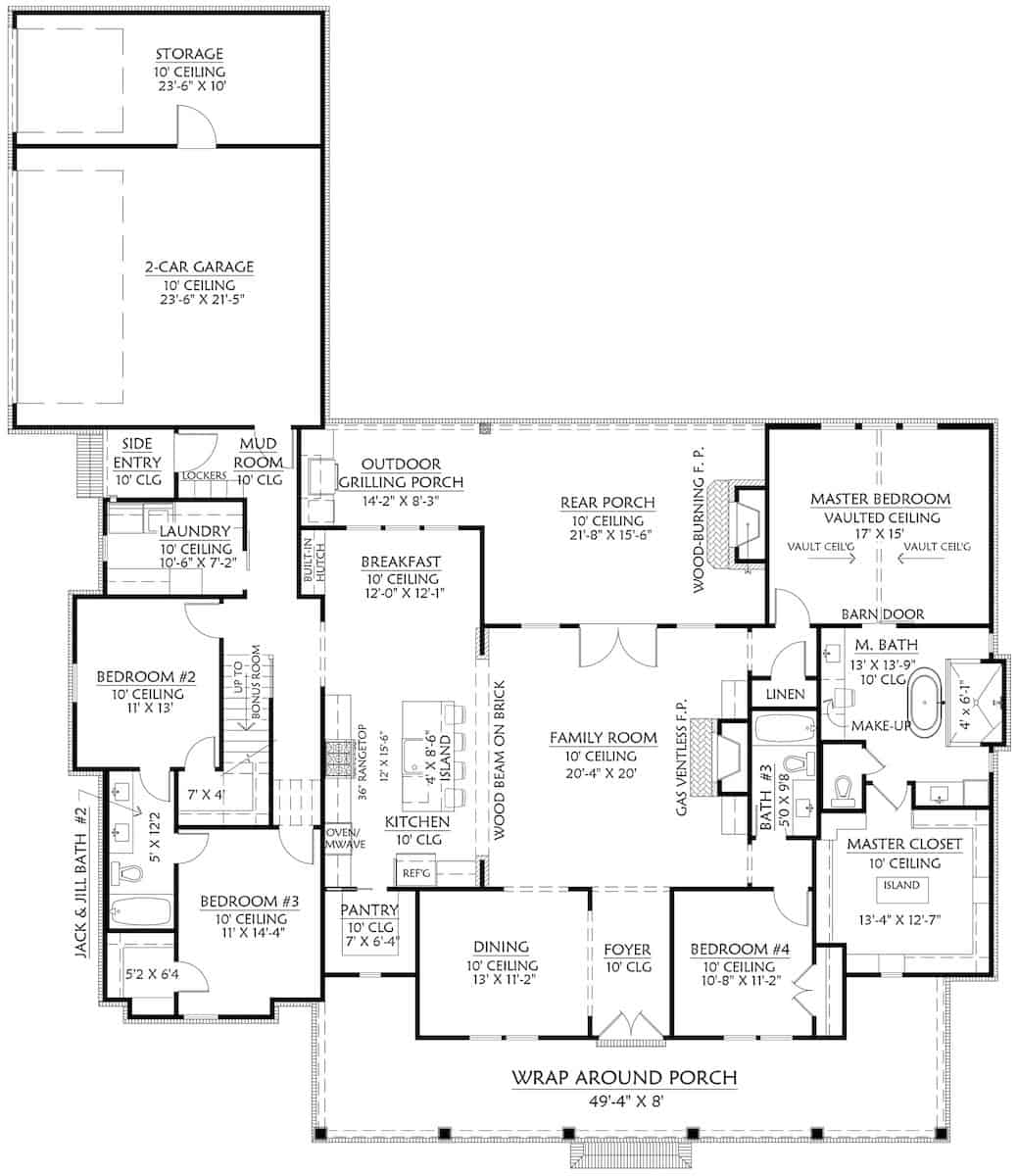 Floor Plan Main Level of Contemporary Plan #206-1035