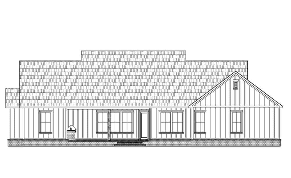Home Plan Rear Elevation of this 4-Bedroom,2234 Sq Ft Plan -206-1036