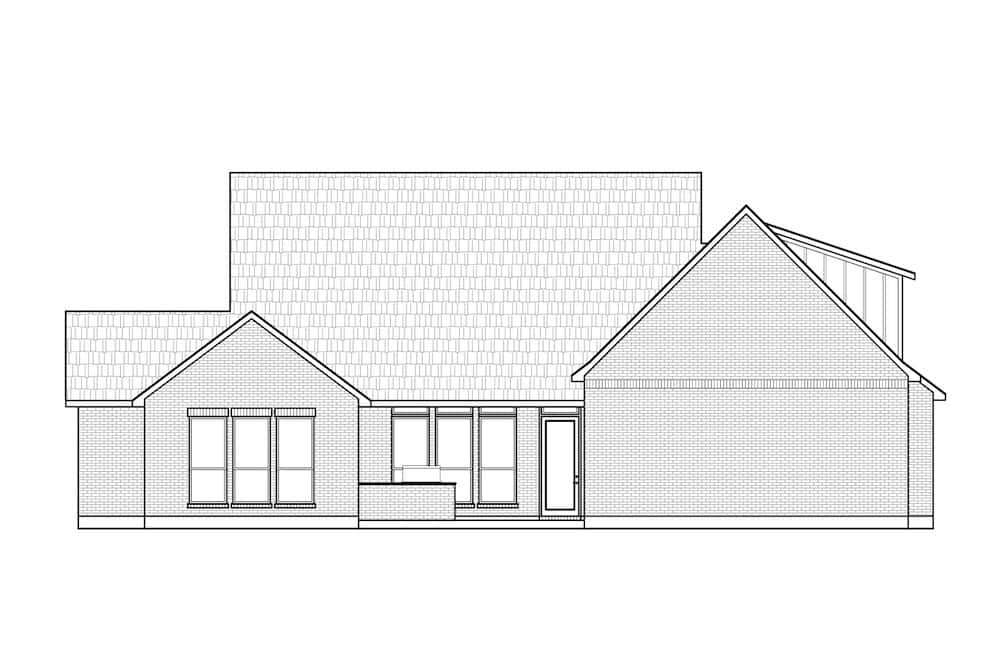 Home Plan Rear Elevation of this 4-Bedroom,2977 Sq Ft Plan -206-1037