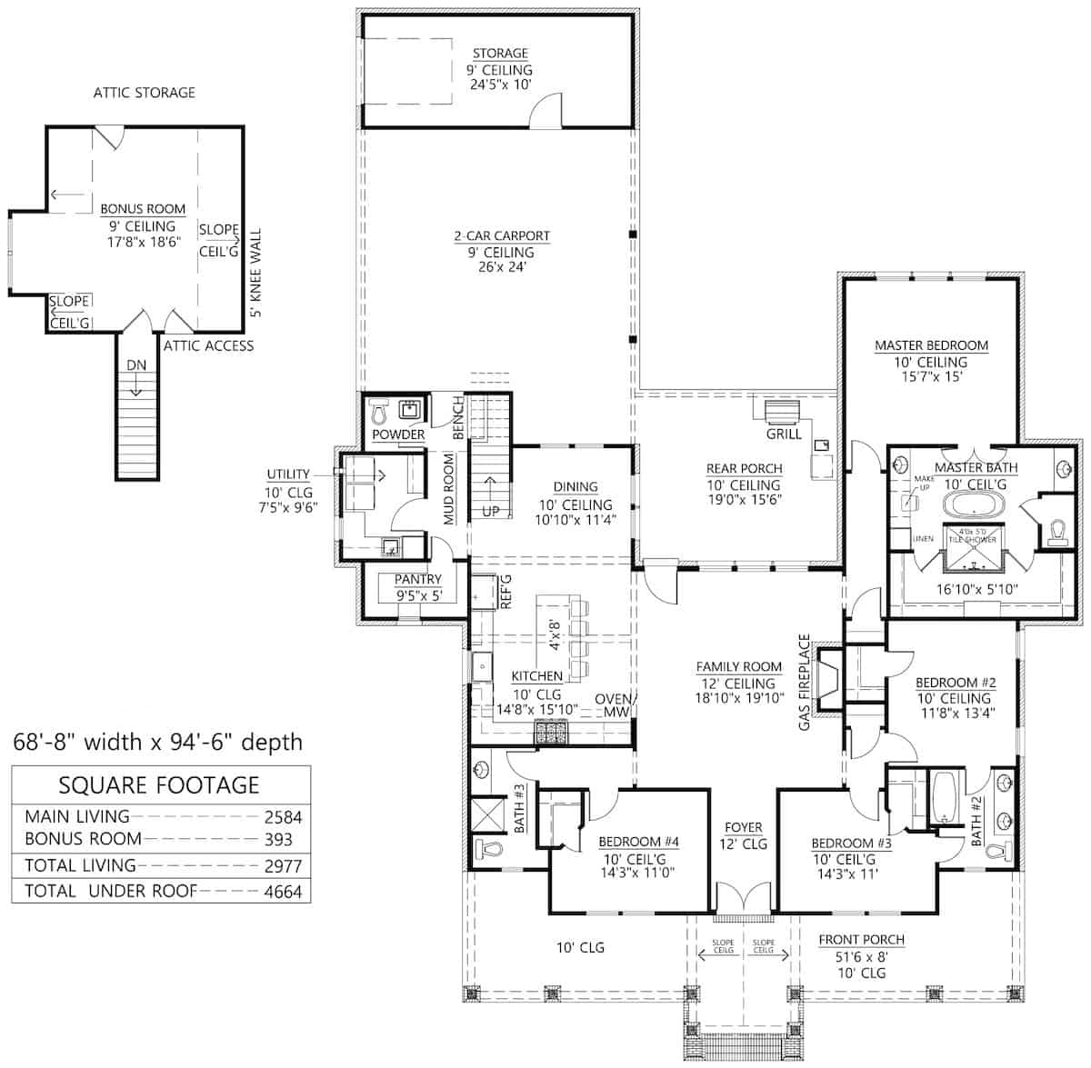 Floor Plan Main Level of Contemporary Plan #206-1037