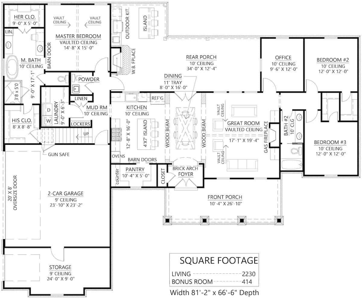 Main Level of Ranch Plan #206-1039