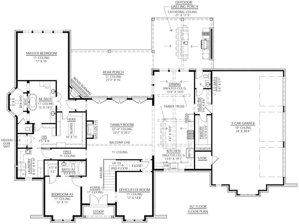 Main Level of French Plan #206-1043
