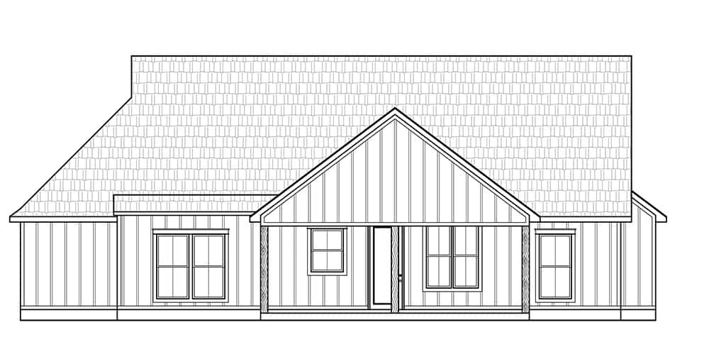 Home Plan Rear Elevation of this 3-Bedroom,1735 Sq Ft Plan -206-1044