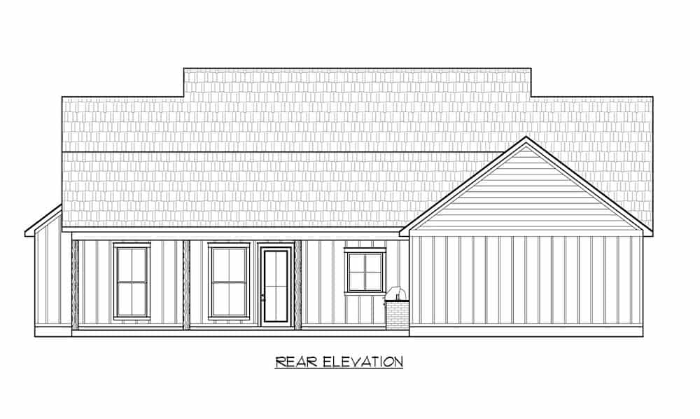 Home Plan Rear Elevation of this 3-Bedroom,1924 Sq Ft Plan -206-1045