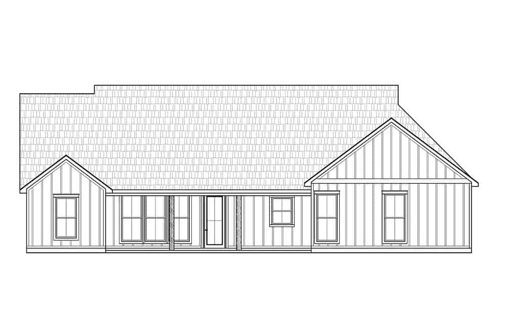 Home Plan Rear Elevation of this 3-Bedroom,1817 Sq Ft Plan -206-1046