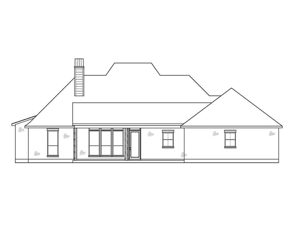 Home Plan Rear Elevation of this 4-Bedroom,2175 Sq Ft Plan -206-1047