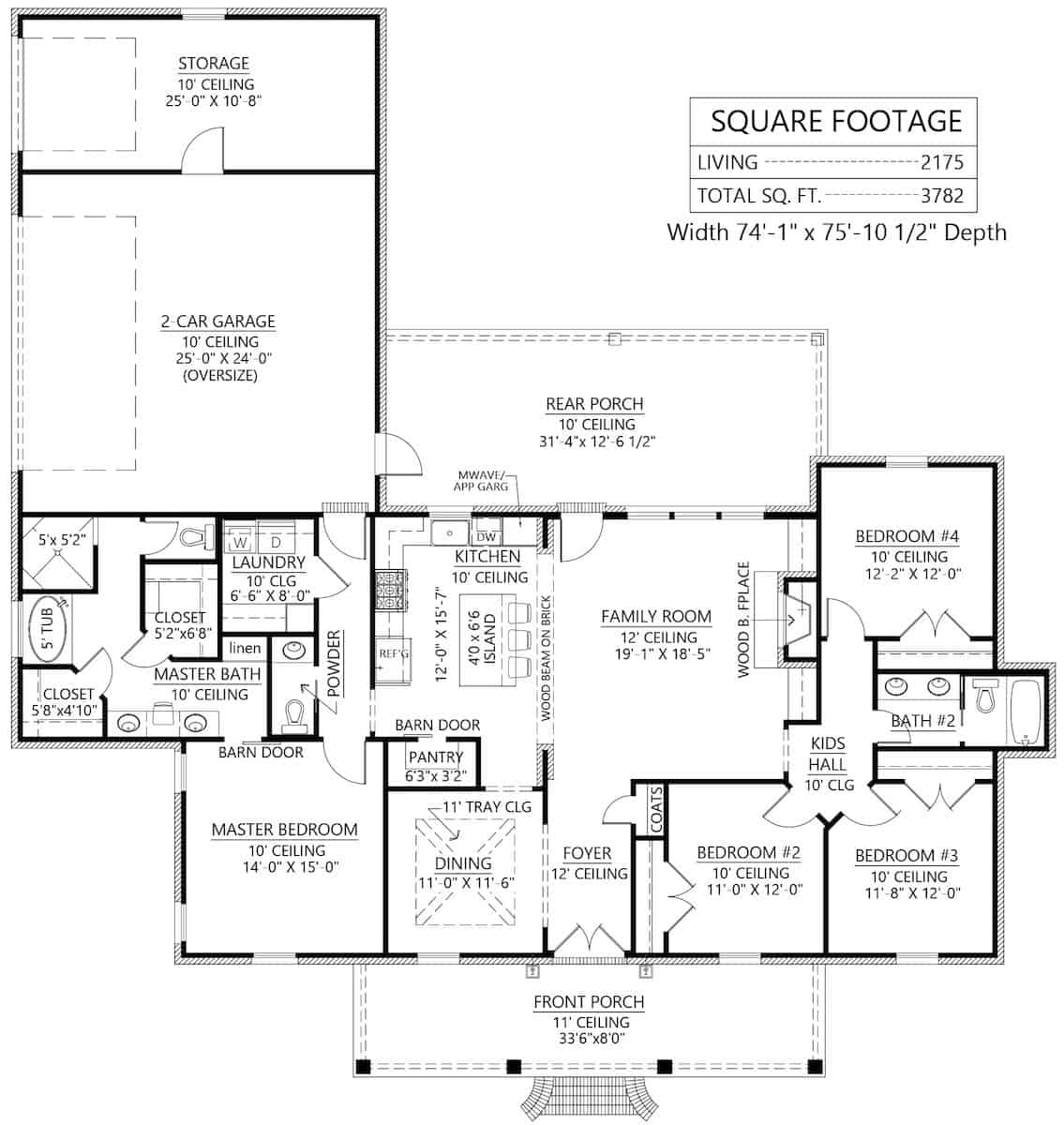 Main Level of Contemporary Plan #206-1047