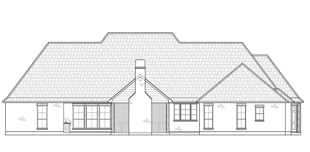 Home Plan Rear Elevation of this 4-Bedroom,2765 Sq Ft Plan -206-1048