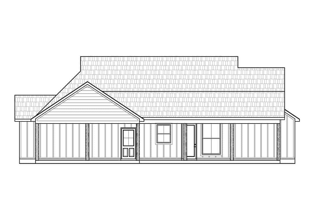 Home Plan Rear Elevation of this 3-Bedroom,1676 Sq Ft Plan -206-1049