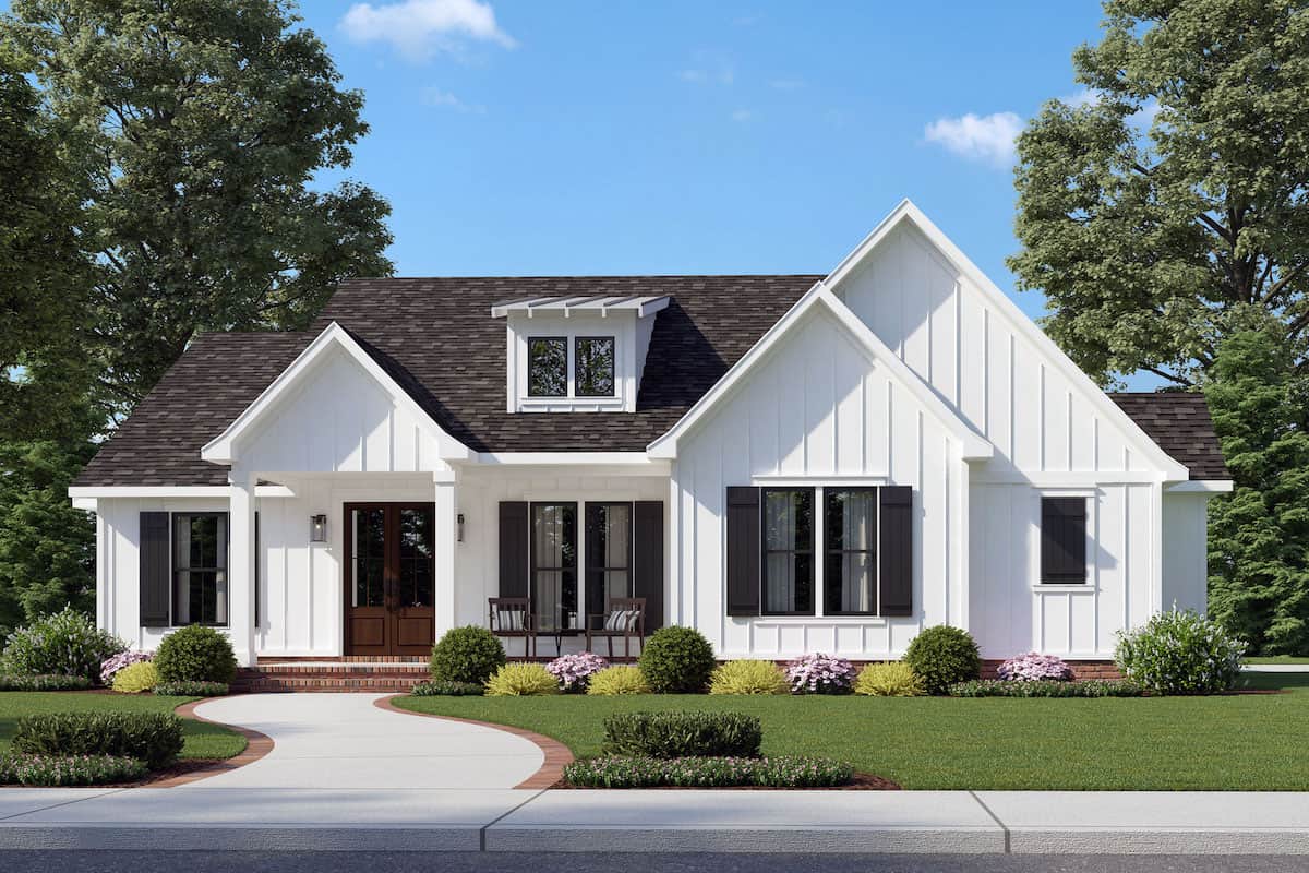 Modern Farmhouse style home (ThePlanCollection: Plan #206-1049)