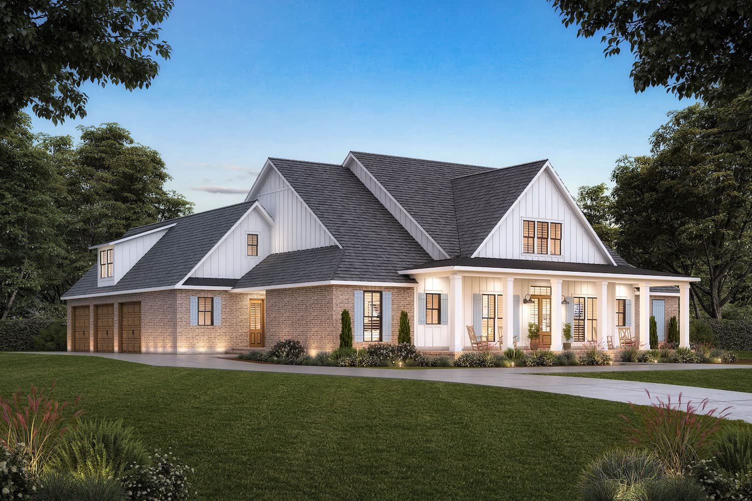 Home at Night of this 4-Bedroom, 3449 Sq Ft Plan - 206-1051