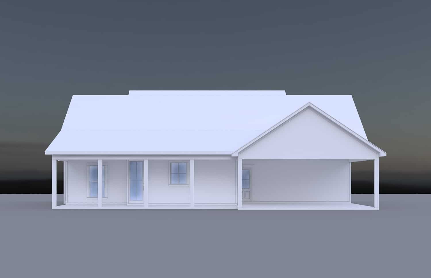 Rear View of this 3-Bedroom, 1650 Sq Ft Plan - 206-1052
