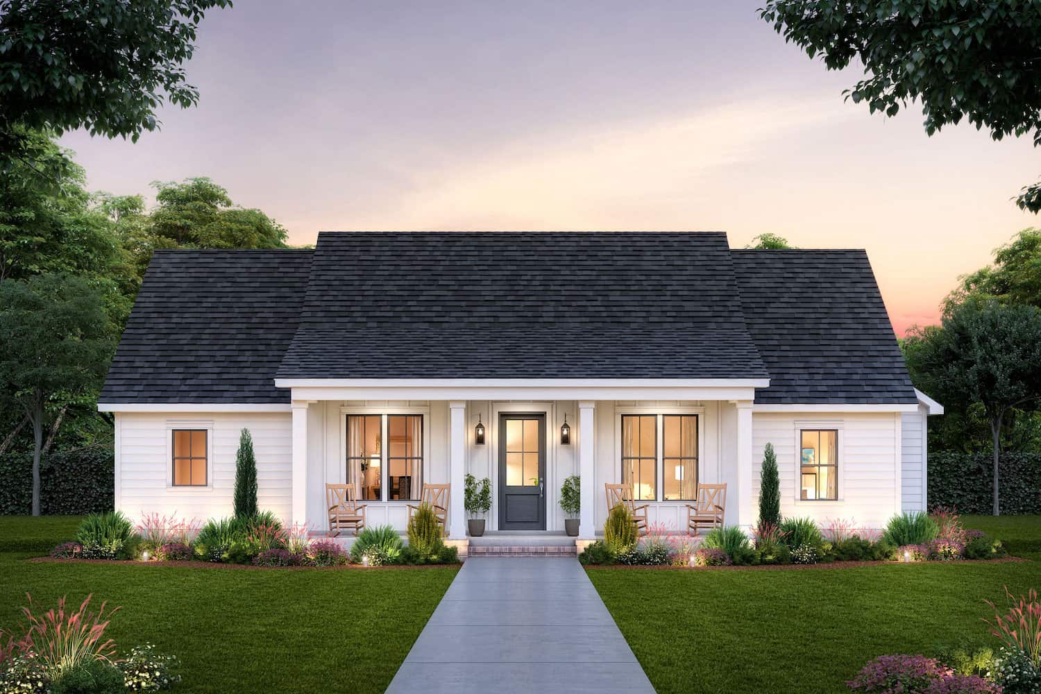 Front elevation of Farmhouse home (ThePlanCollection: House Plan #206-1052)