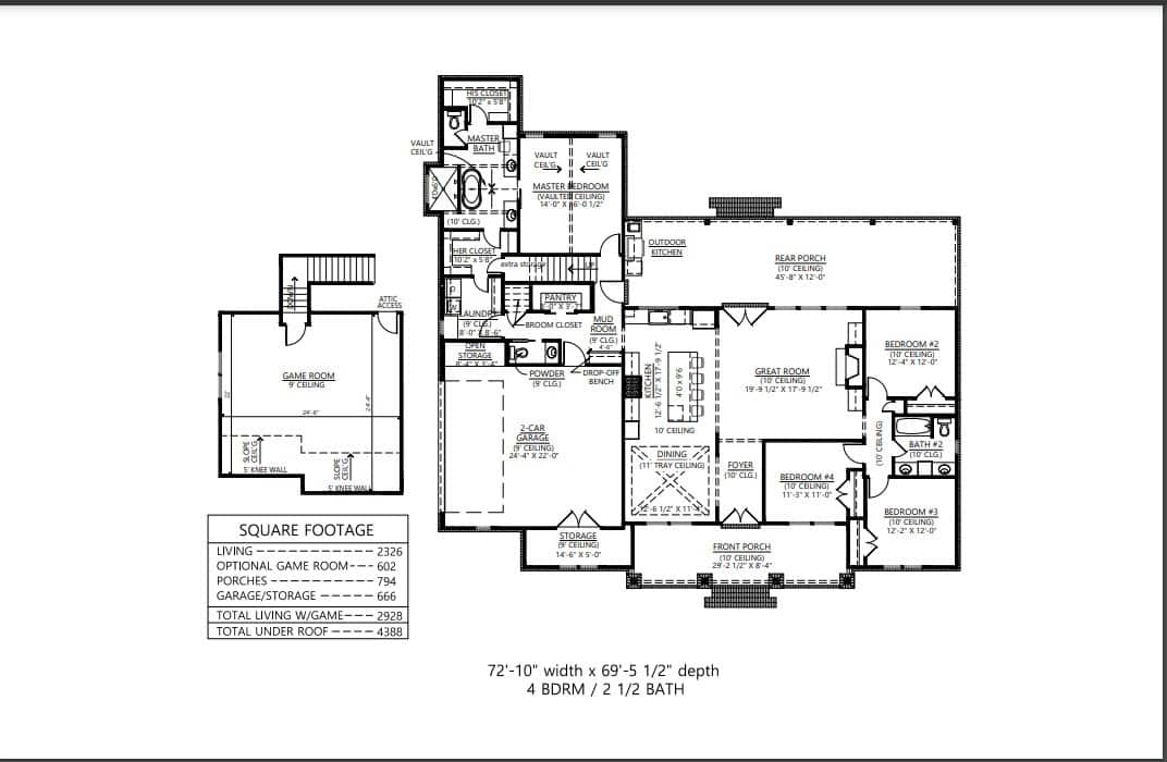 Main Level of Ranch Plan #206-1054