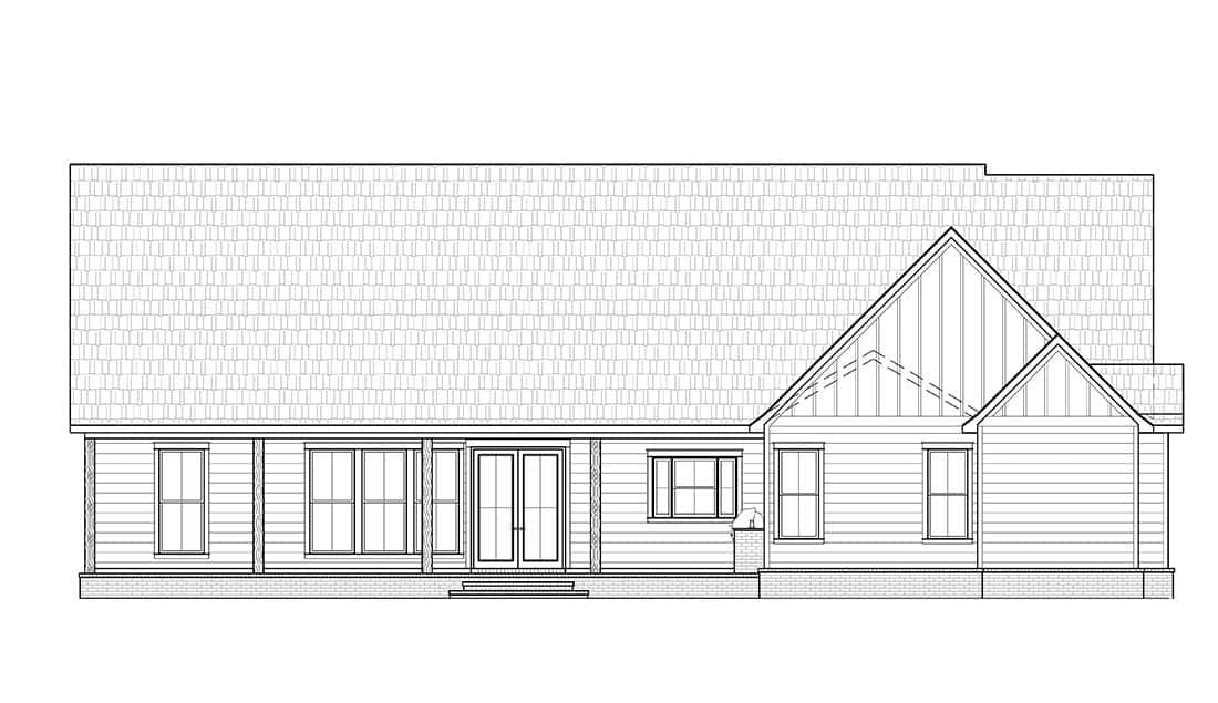 Home Plan Rear Elevation of this 4-Bedroom,2928 Sq Ft Plan -206-1054