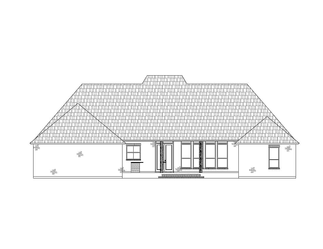Home Plan Rear Elevation of this 4-Bedroom,2350 Sq Ft Plan -206-1055