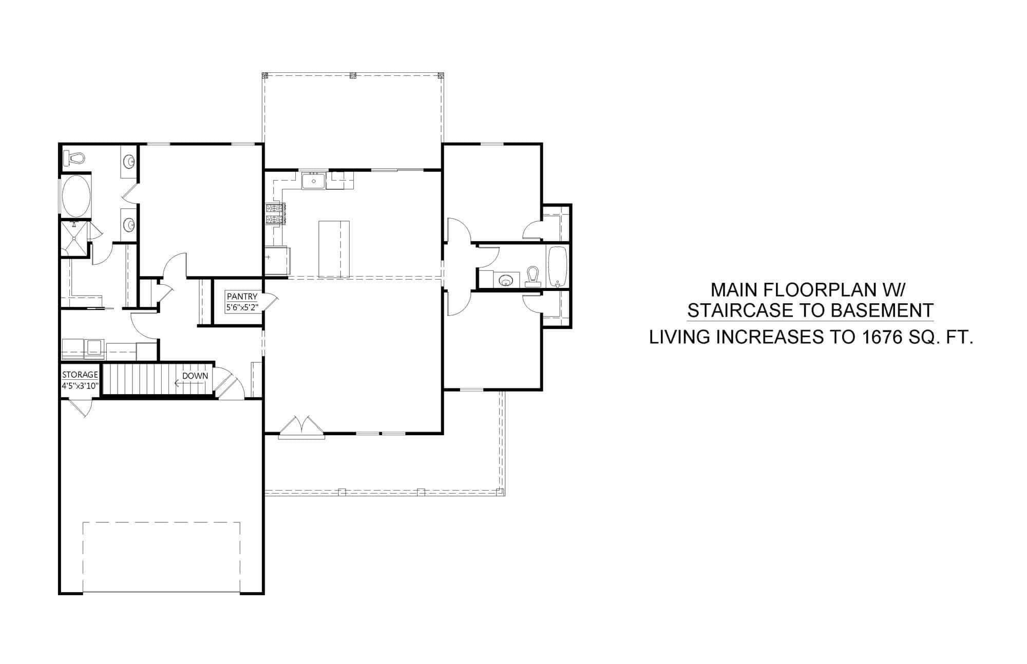 Main Level of Farmhouse Plan #206-1056