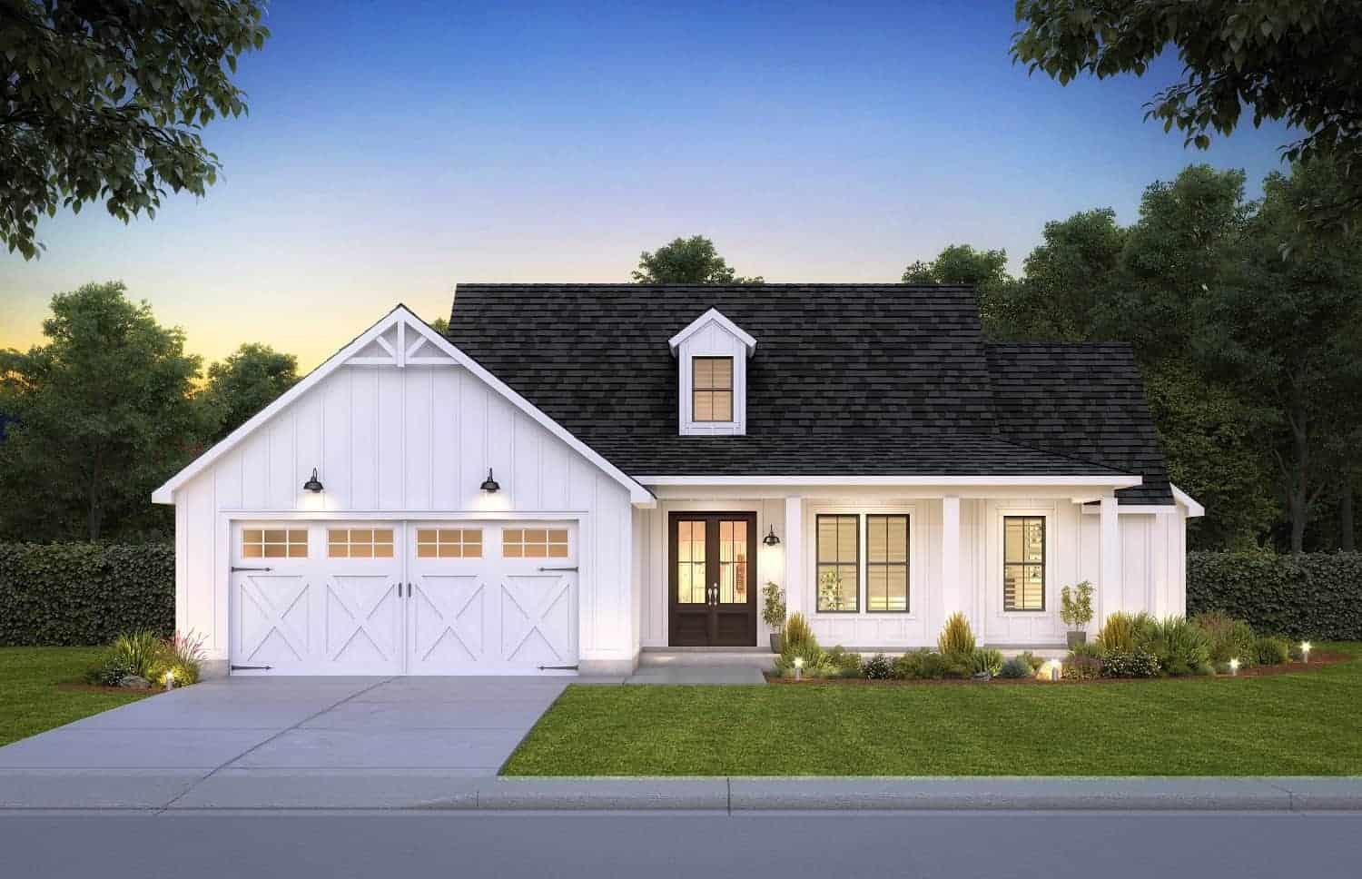 Front elevation of Farmhouse home (ThePlanCollection: House Plan #206-1056)