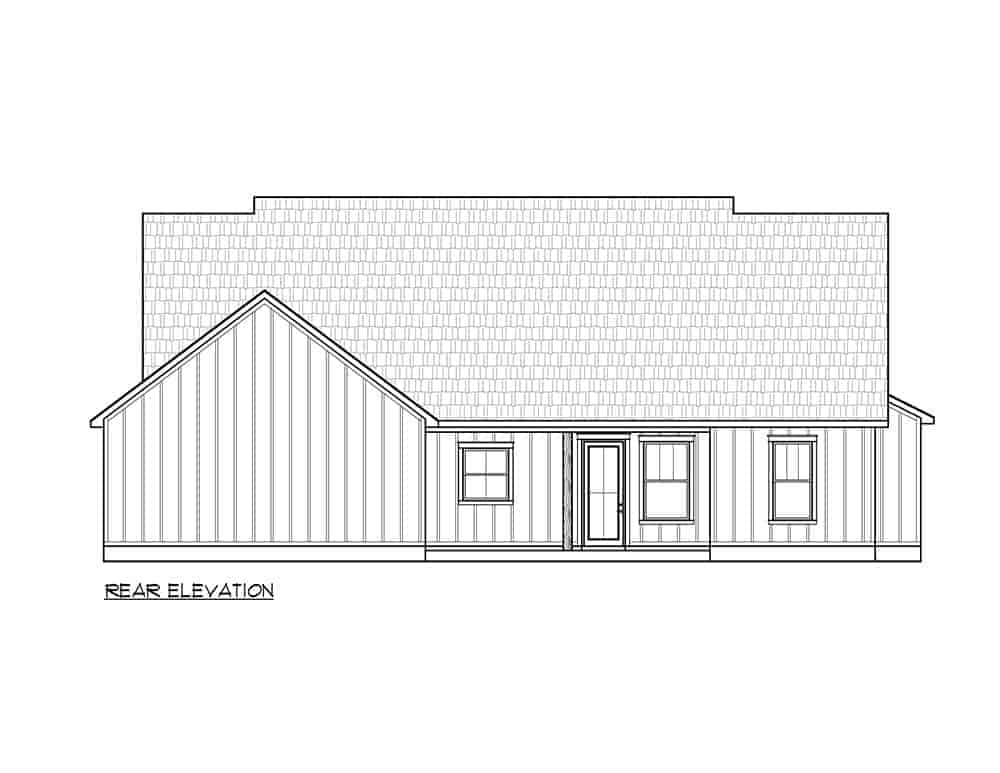 Home Plan Rear Elevation of this 4-Bedroom,1880 Sq Ft Plan -206-1057