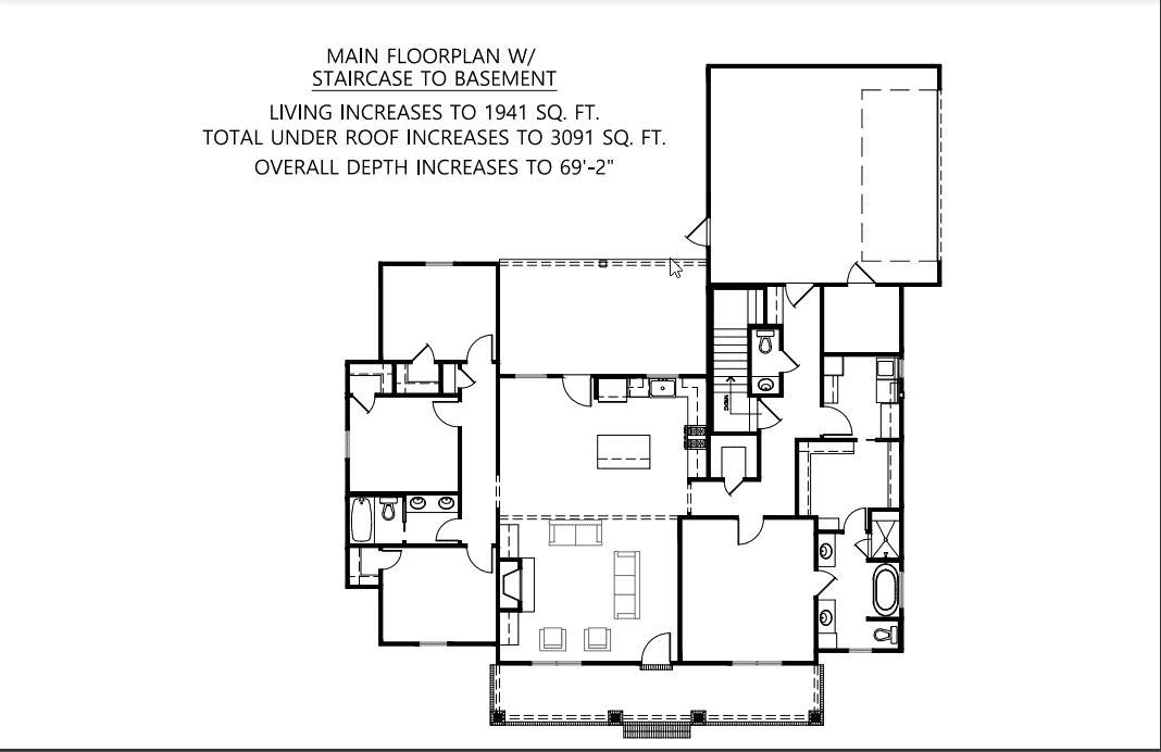 Basement of Modern Farmhouse Plan #206-1057