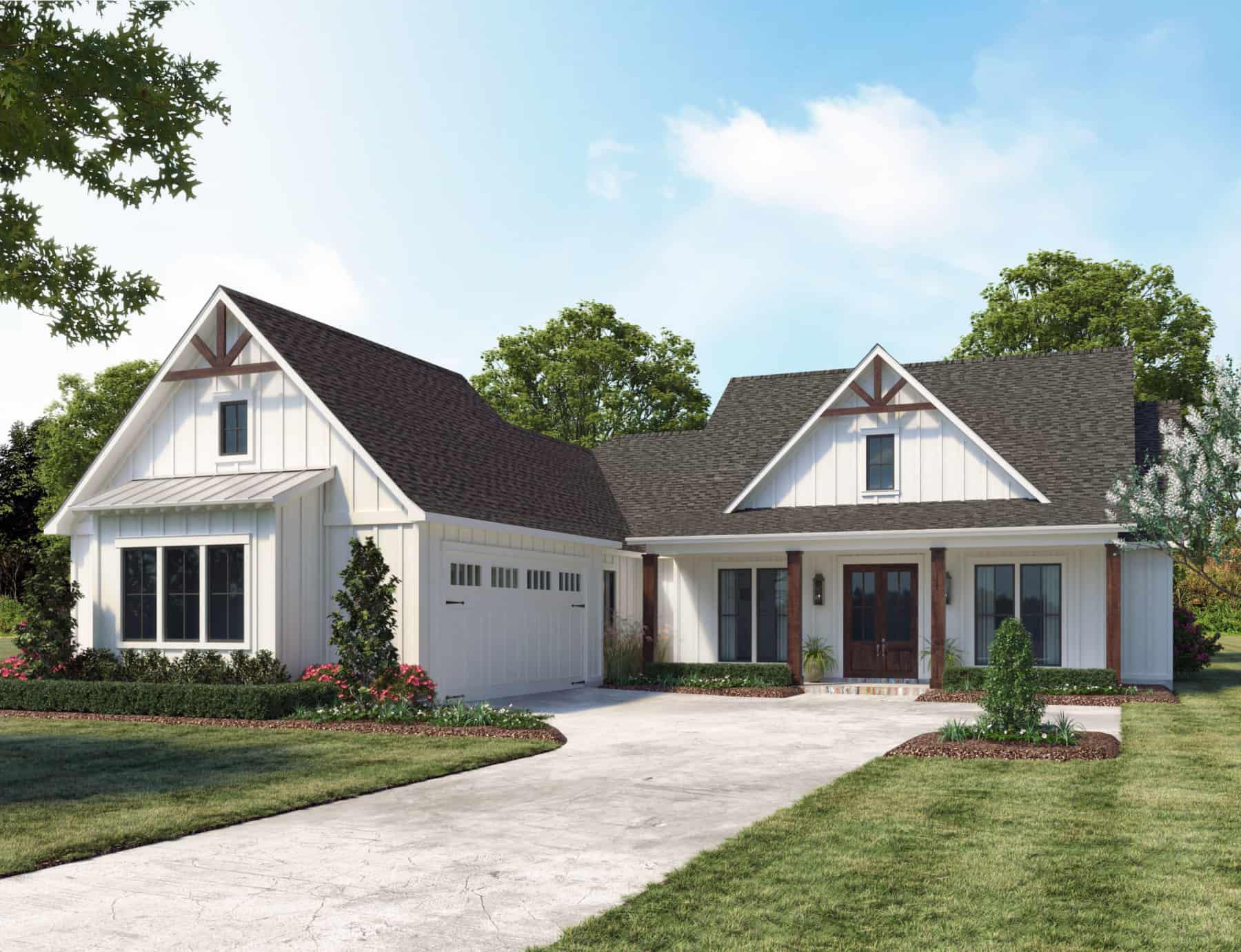 Front elevation of Modern Farmhouse home (ThePlanCollection: House Plan #206-1059)