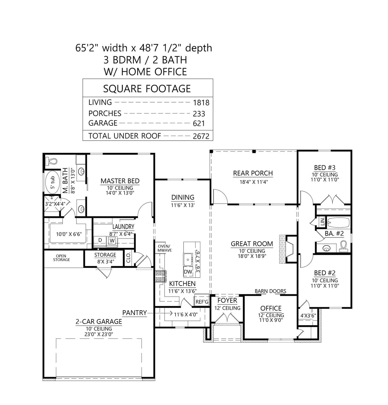 Main Level of Modern Farmhouse Plan #206-1062