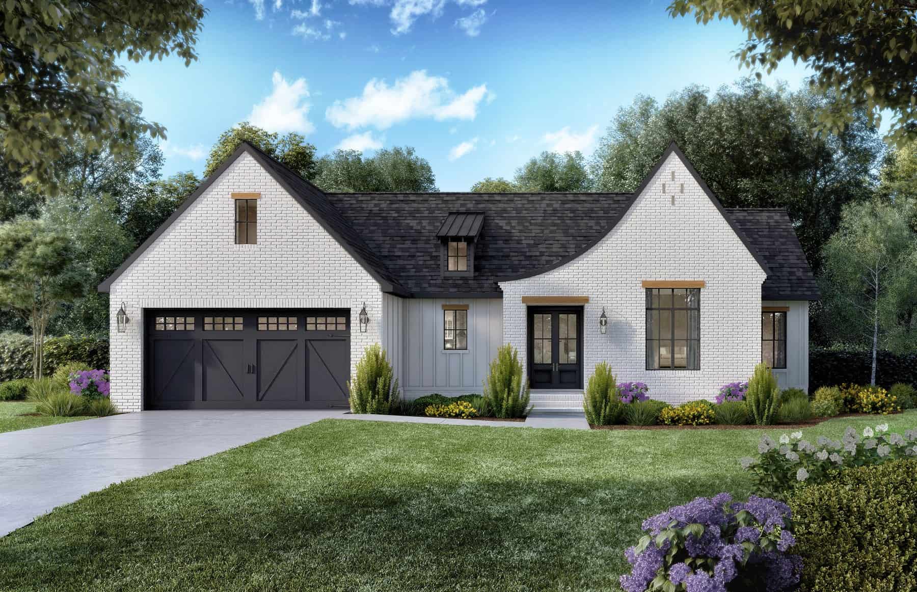 Front elevation of Modern Farmhouse home (ThePlanCollection: House Plan #206-1062)