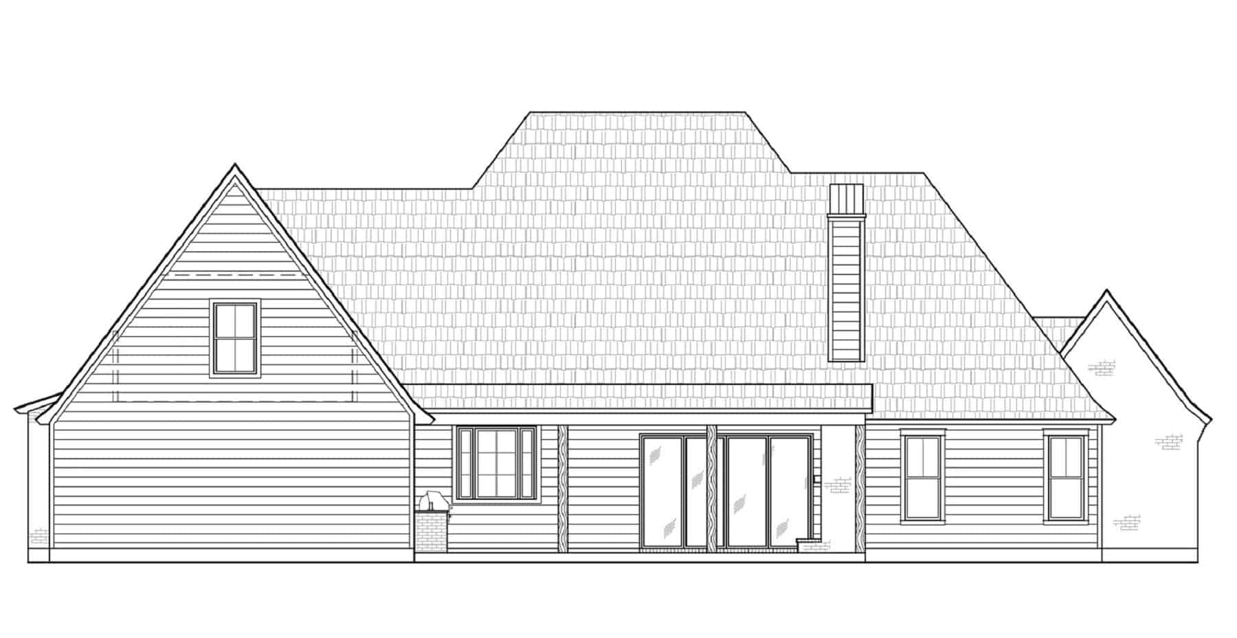 Home Plan Rear Elevation of this 4-Bedroom,2789 Sq Ft Plan -206-1063