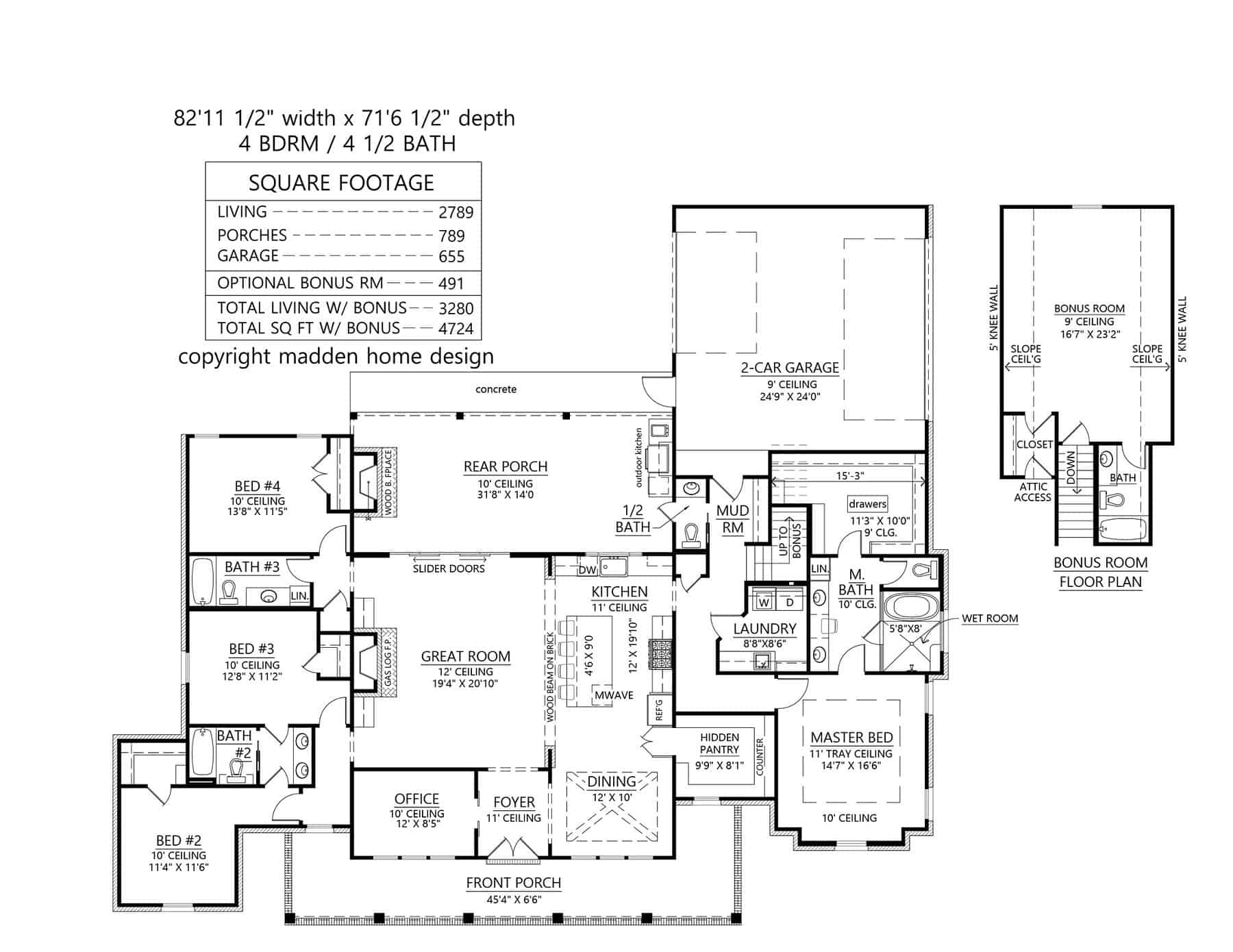 Main Level of Acadian Plan #206-1063