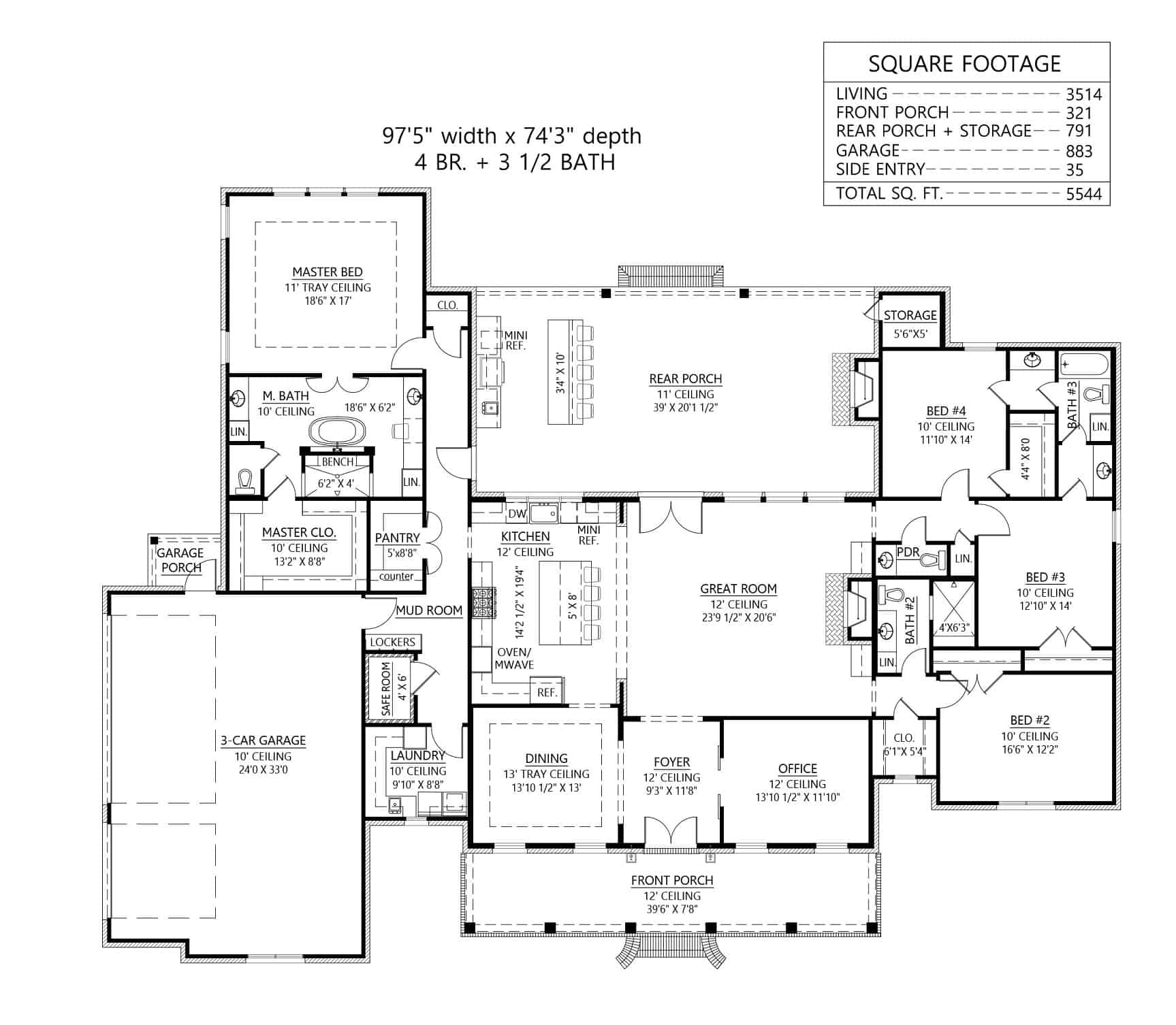 Main Level of Acadian Plan #206-1064