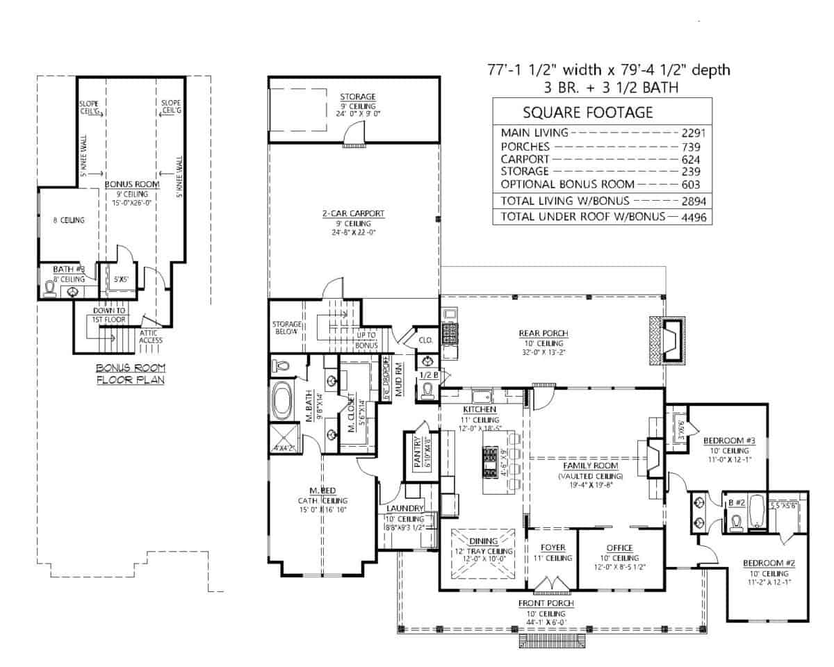 Main Level of Farmhouse Plan #206-1065