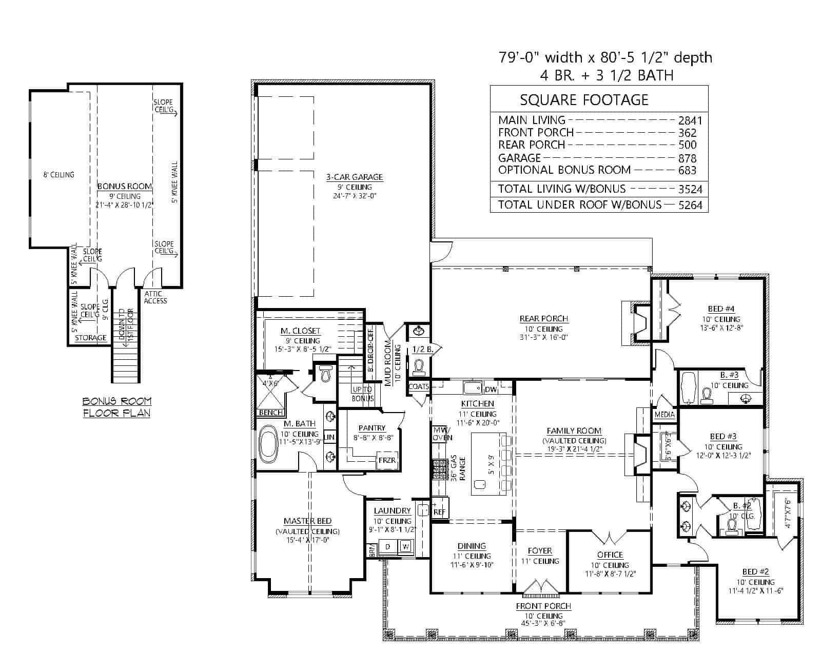 Main Level of Farmhouse Plan #206-1066