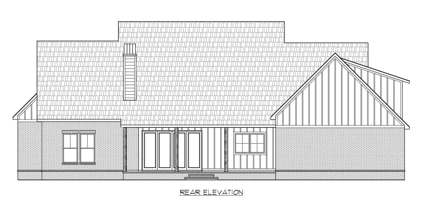 Home Plan Rear Elevation of this 4-Bedroom,2841 Sq Ft Plan -206-1066