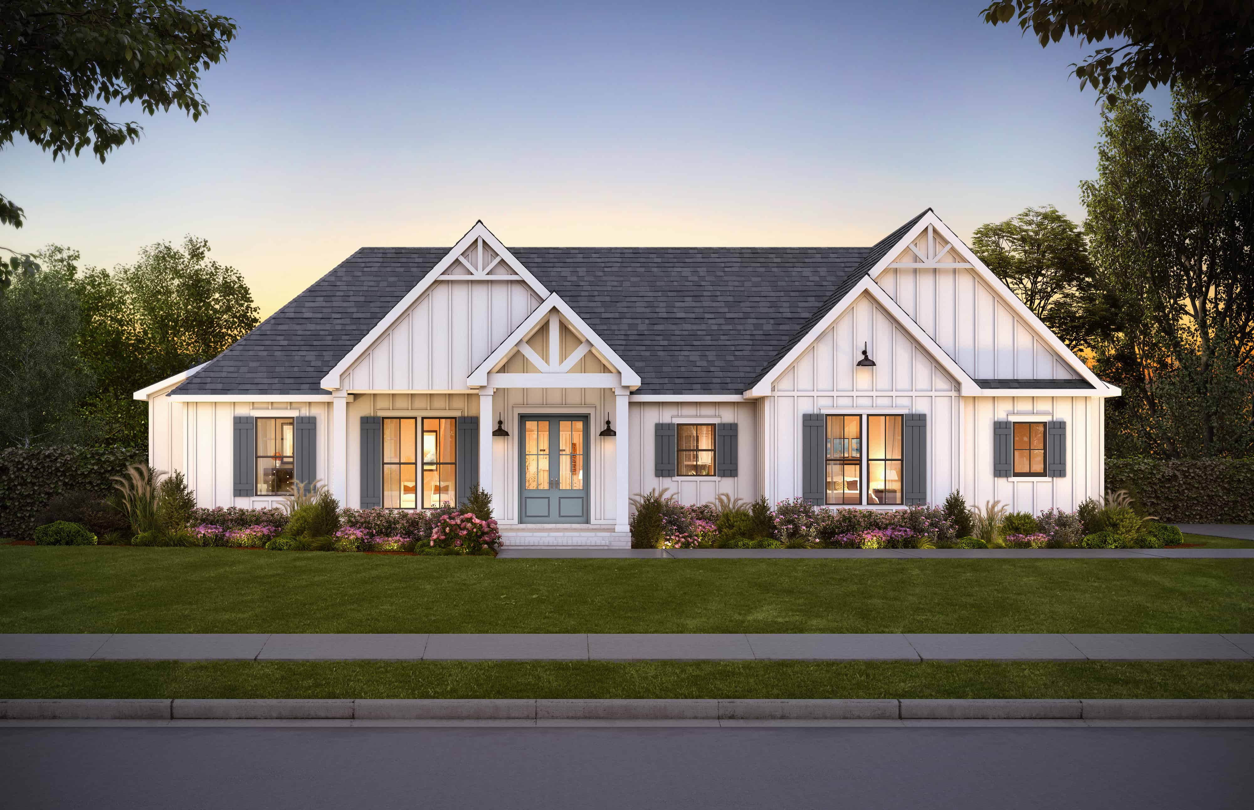 Front elevation of Farmhouse home (ThePlanCollection: House Plan #206-1067)