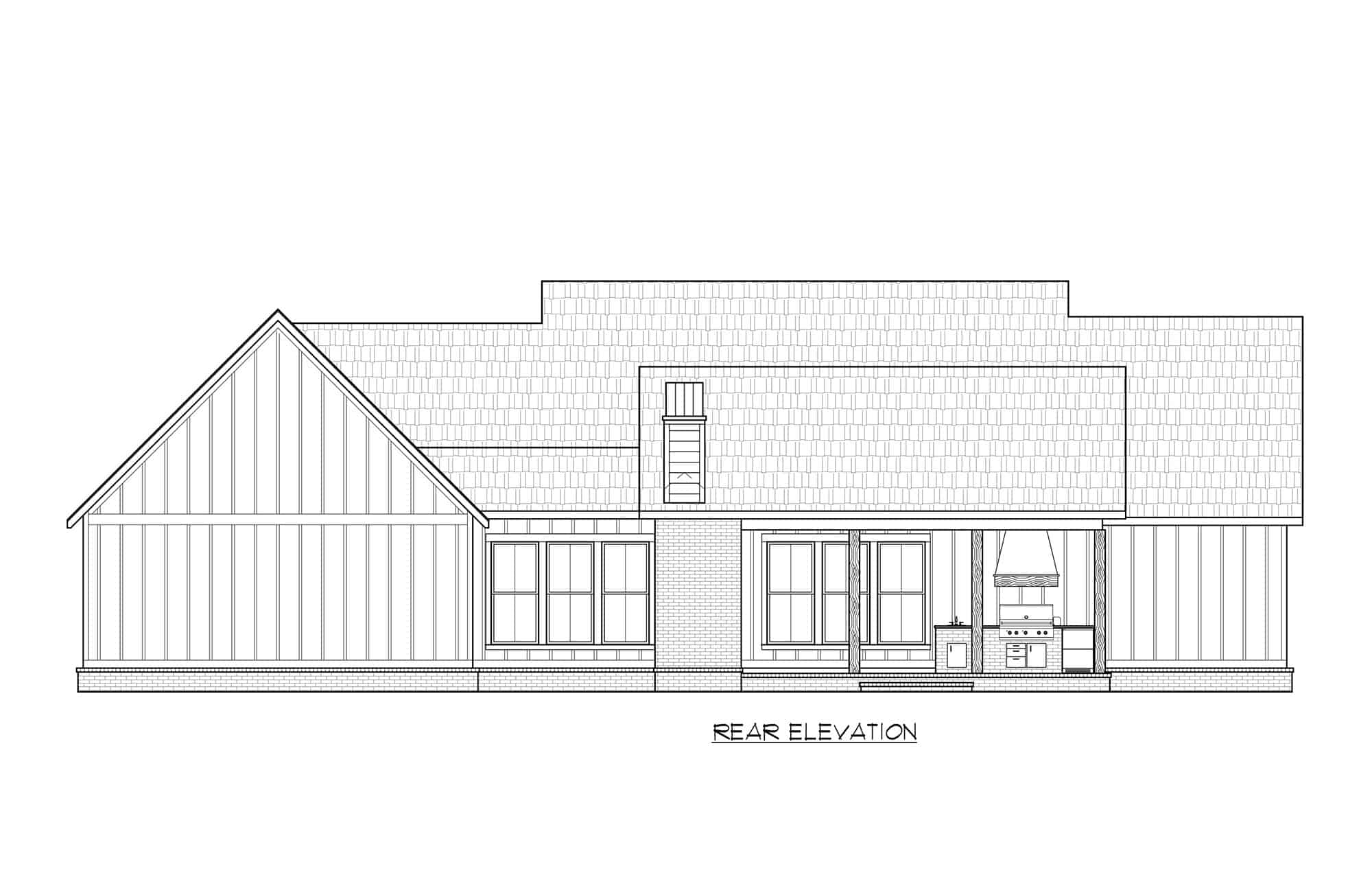 Home Plan Rear Elevation of this 4-Bedroom,2377 Sq Ft Plan -206-1068