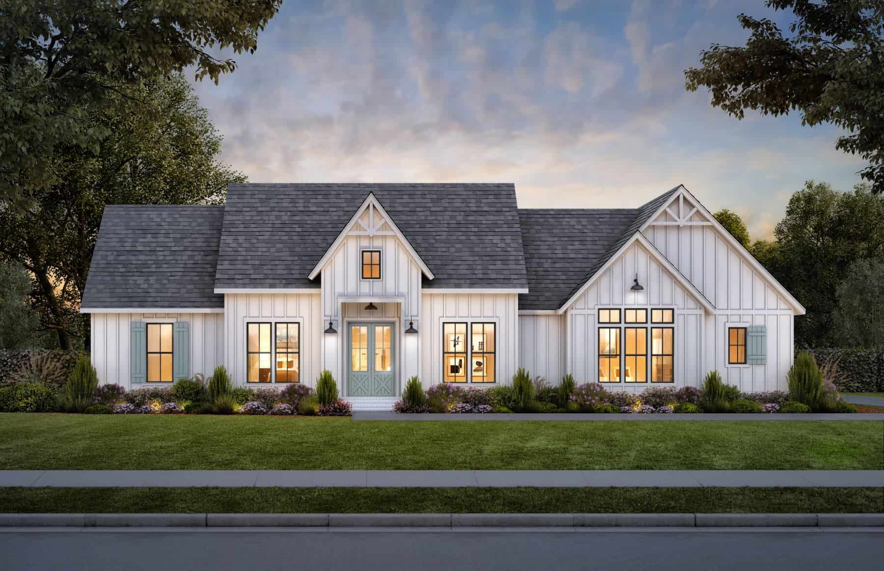 Front elevation of Farmhouse home (ThePlanCollection: House Plan #206-1068)