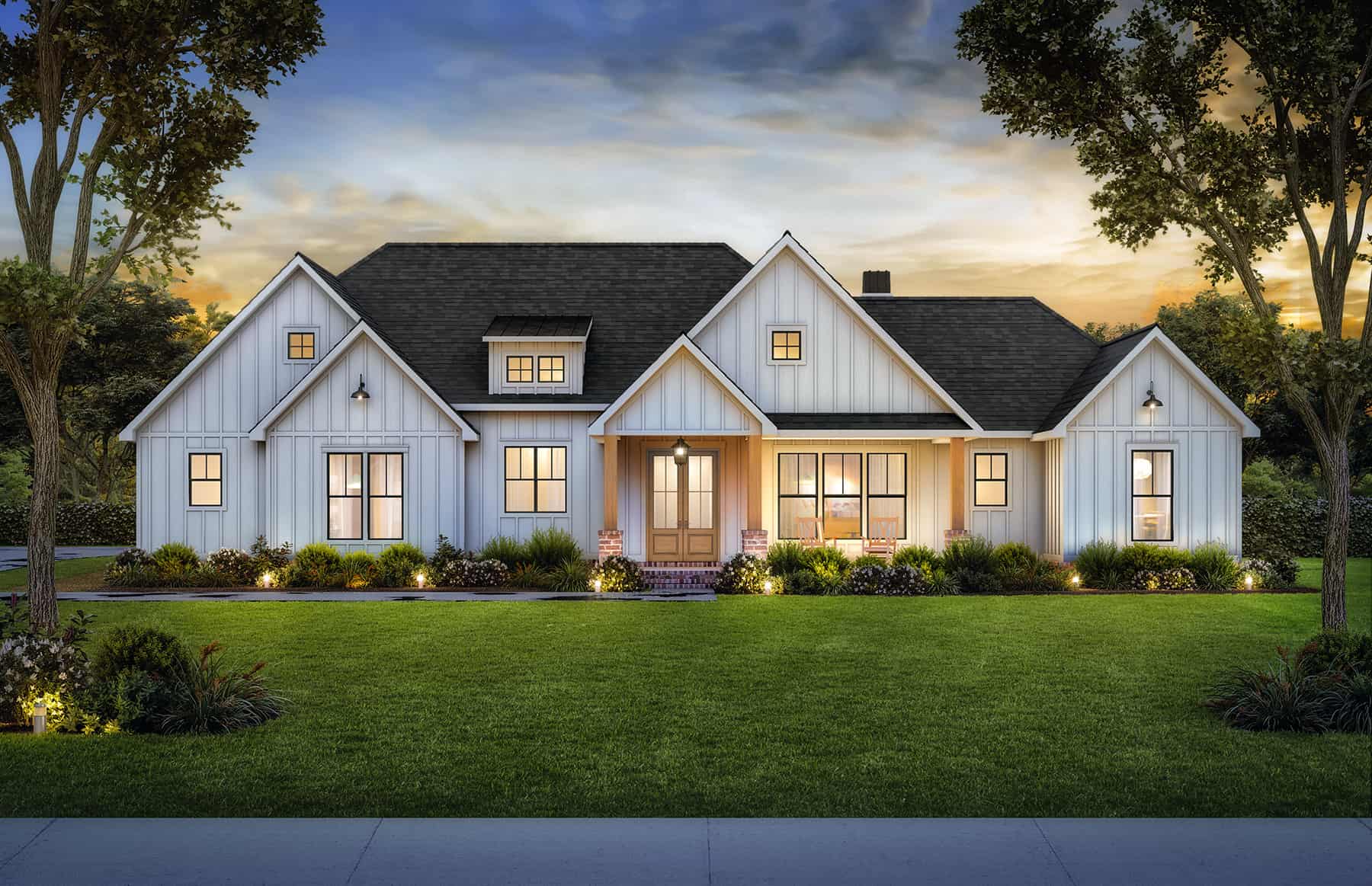 Front elevation of Farmhouse home (ThePlanCollection: House Plan #206-1070)