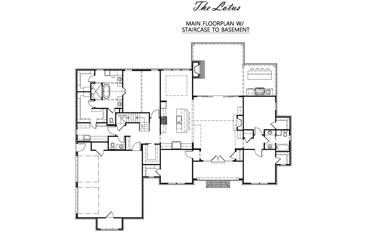 Main Level of Farmhouse Plan #206-1071