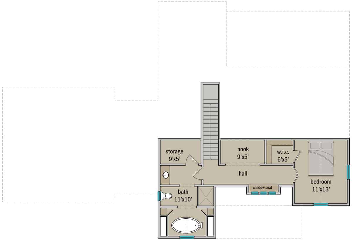 Floor Plan Upper Level of Farmhouse Plan #207-1000