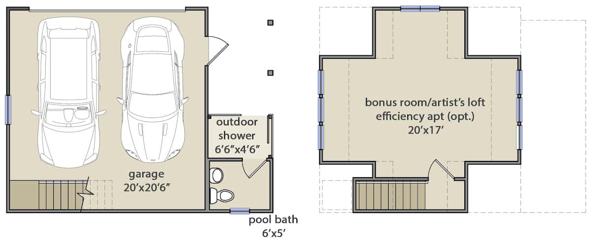 Floor Plan Garage of Colonial Plan #207-1001