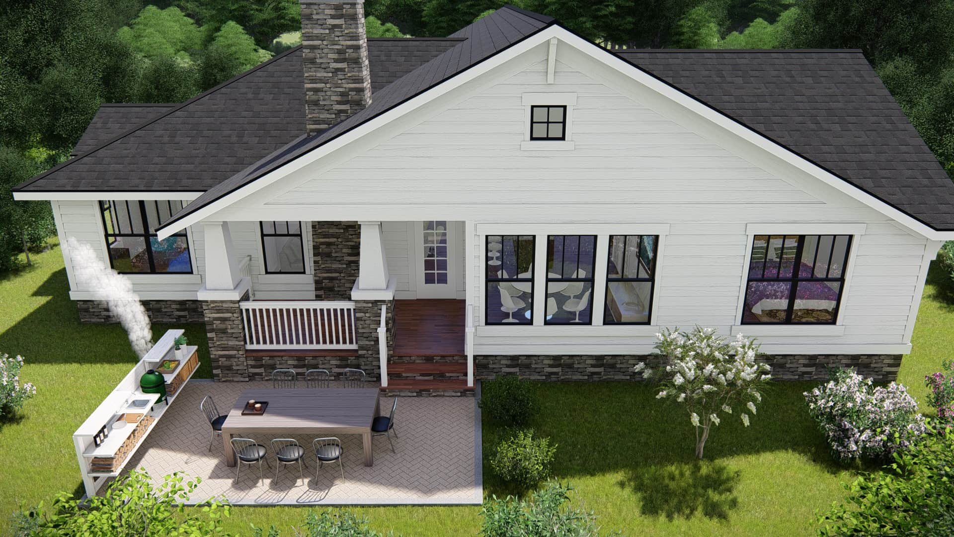 Rear View of this 3-Bedroom, 2017 Sq Ft Plan - 207-1002