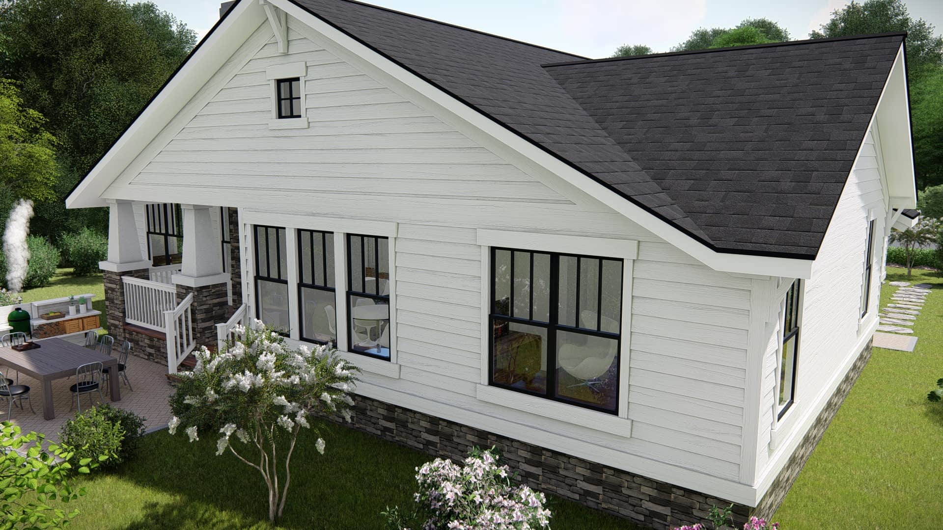 Rear View of this 3-Bedroom, 2017 Sq Ft Plan - 207-1002