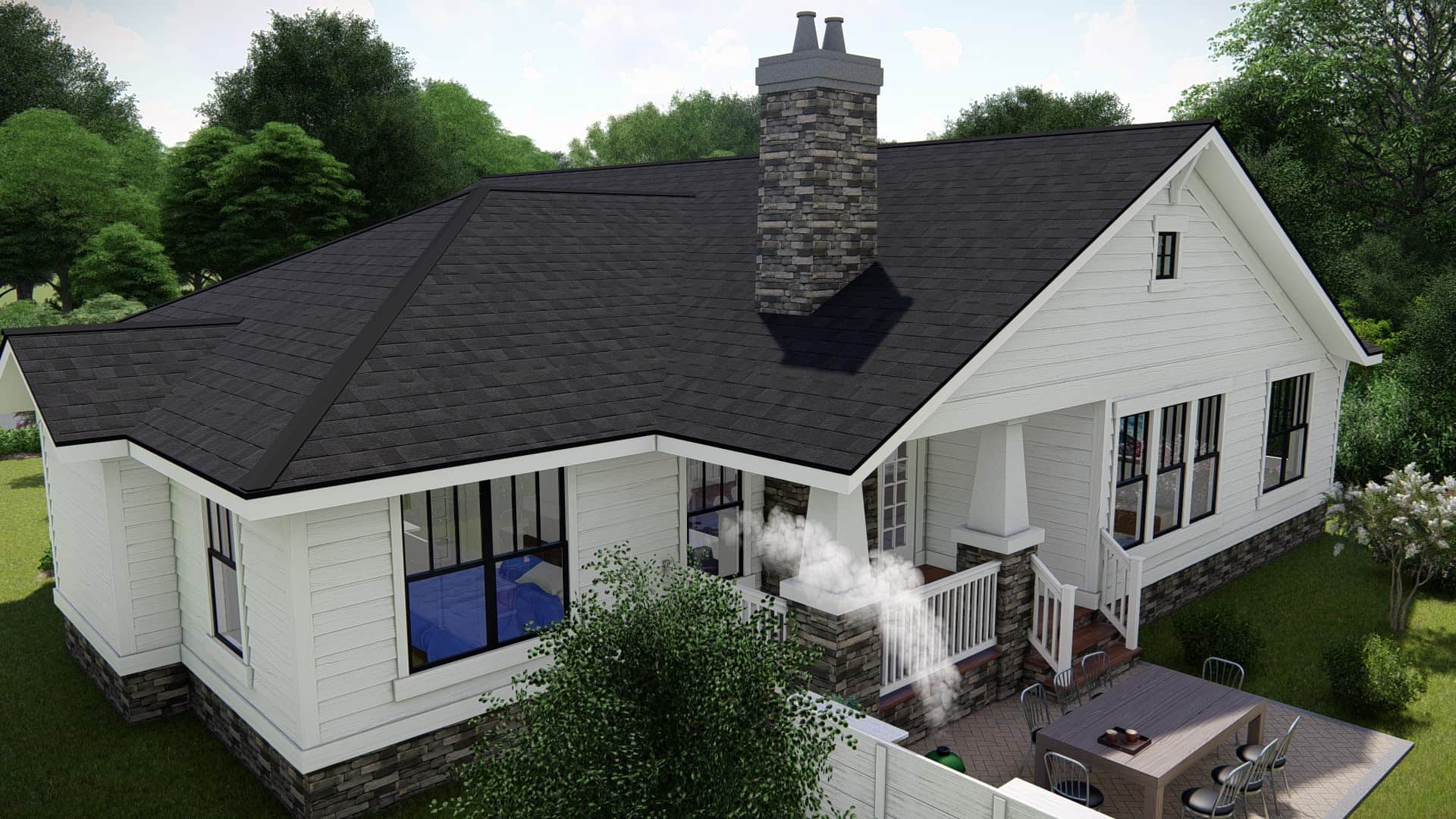 Rear View of this 3-Bedroom, 2017 Sq Ft Plan - 207-1002