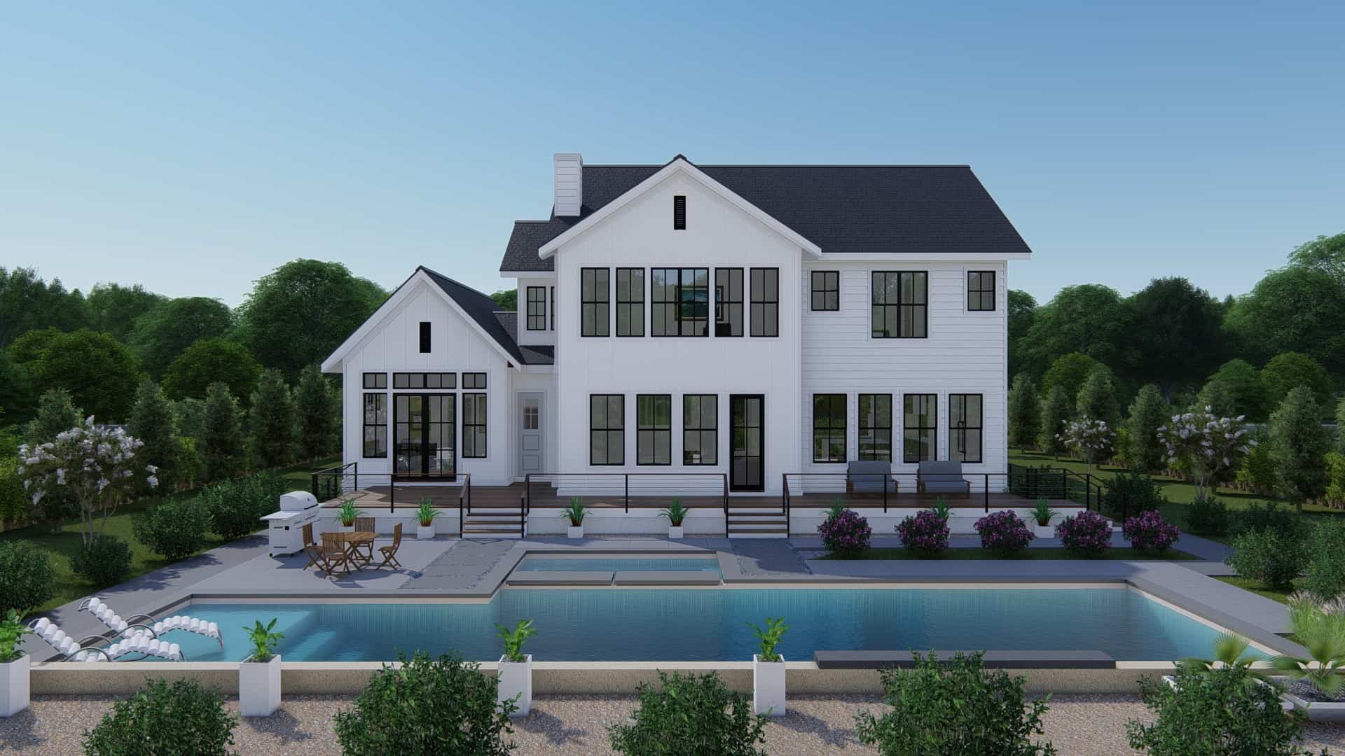Rear View of this 4-Bedroom, 3409 Sq Ft Plan - 207-1003