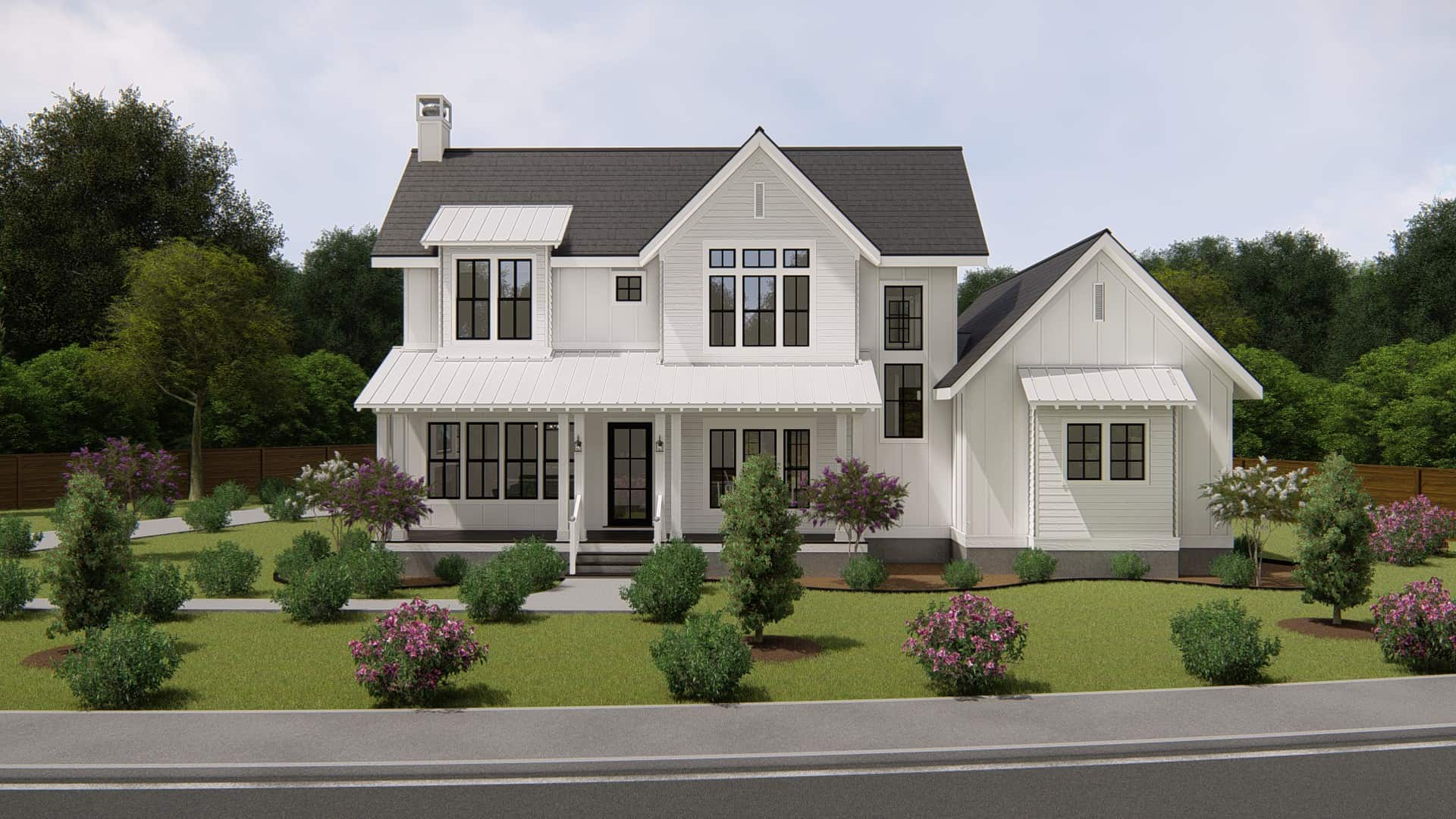 Front elevation of Modern Farmhouse home (ThePlanCollection: House Plan #207-1004)