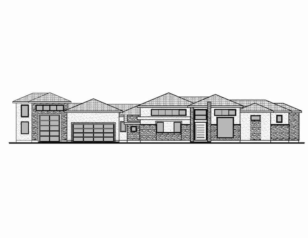 Home Plan Front Elevation of this 4-Bedroom,3990 Sq Ft Plan -208-1000